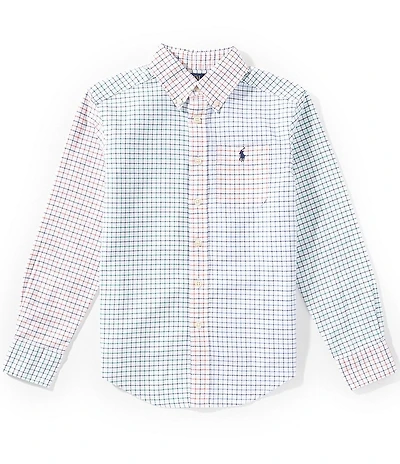 Polo Ralph Lauren Big Boys Long-Sleeve Tattersall Oxford Fun Shirt