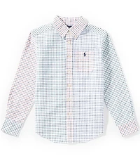 Polo Ralph Lauren Big Boys Long-Sleeve Tattersall Oxford Fun Shirt