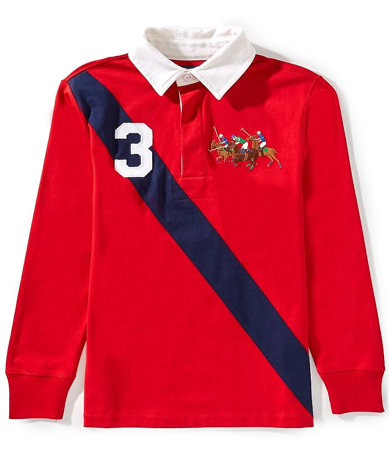 Polo Ralph Lauren Big Boys Long-Sleeve Triple-Pony Jersey Rugby Shirt