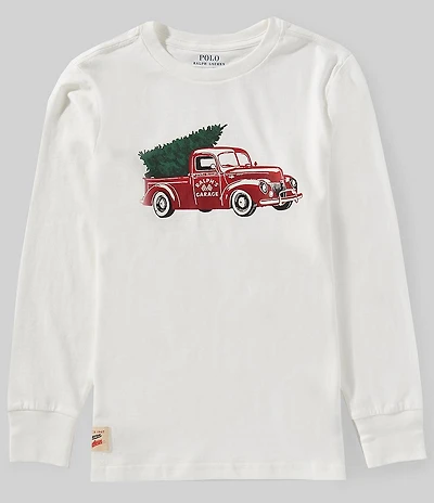Polo Ralph Lauren Big Boys Long-Sleeve Christmas Truck Print T-Shirt
