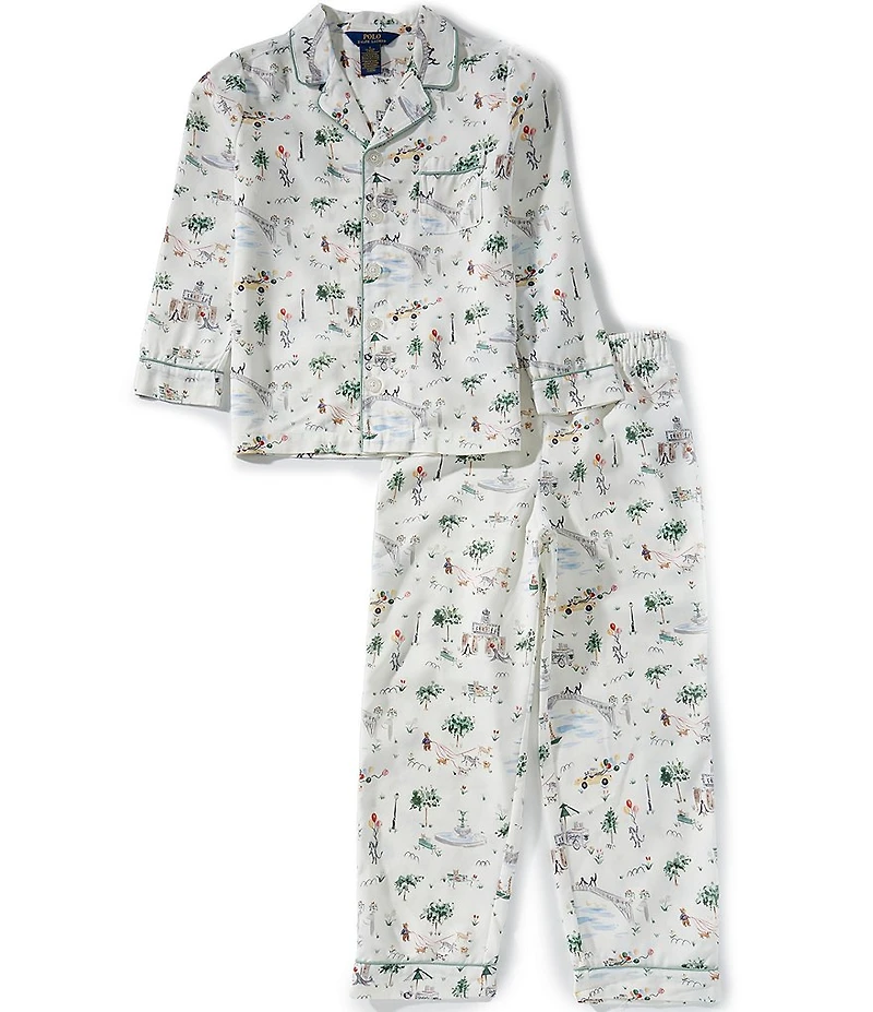 Polo Ralph Lauren Big Boys Riley Sheehey Art Printed Pajama Top & Matching Pajama Pant Set
