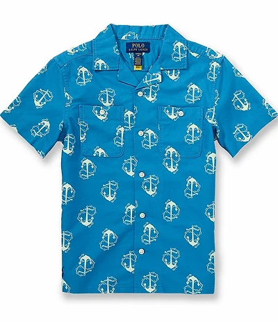Polo Ralph Lauren BIg Boys Short Sleeve Anchor Print Oxford Shirt