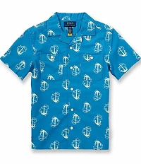 Polo Ralph Lauren BIg Boys Short Sleeve Anchor Print Oxford Shirt