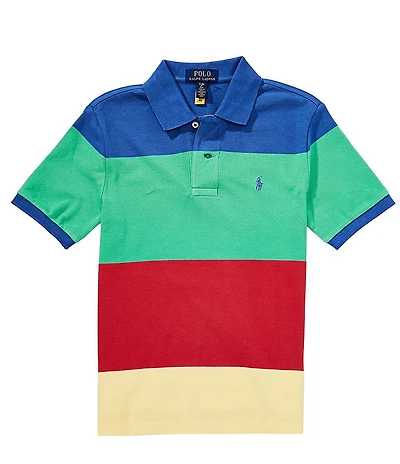 Polo Ralph Lauren Big Boys Short Sleeve Color Block Striped Mesh Polo Shirt
