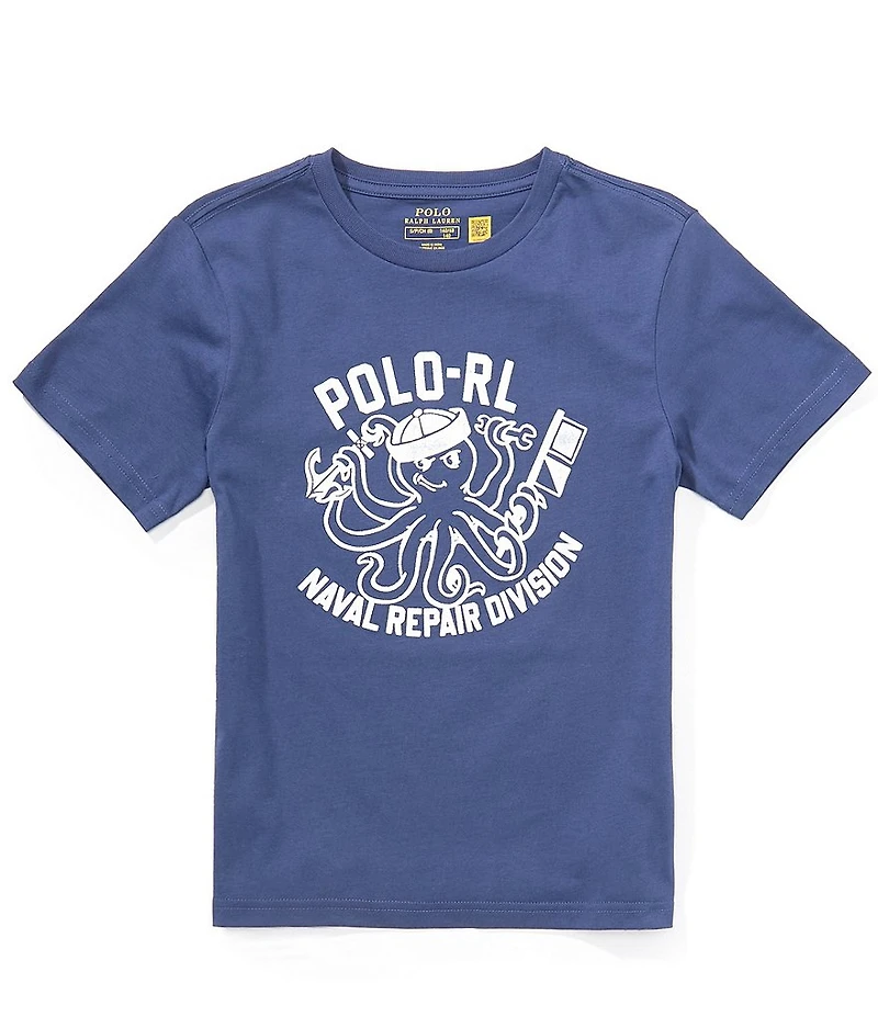 Polo Ralph Lauren Big Boys Short Sleeve Naval Octopus Graphic Jersey T-Shirt