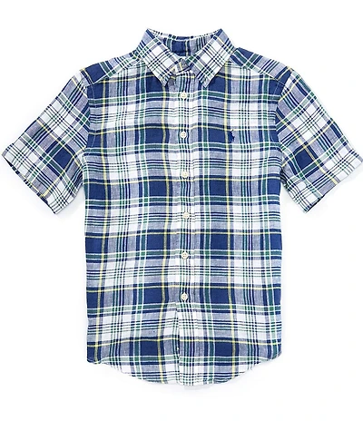 Polo Ralph Lauren Big Boys Short Sleeve Plaid Linen Shirt