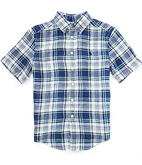 Polo Ralph Lauren Big Boys Short Sleeve Plaid Linen Shirt