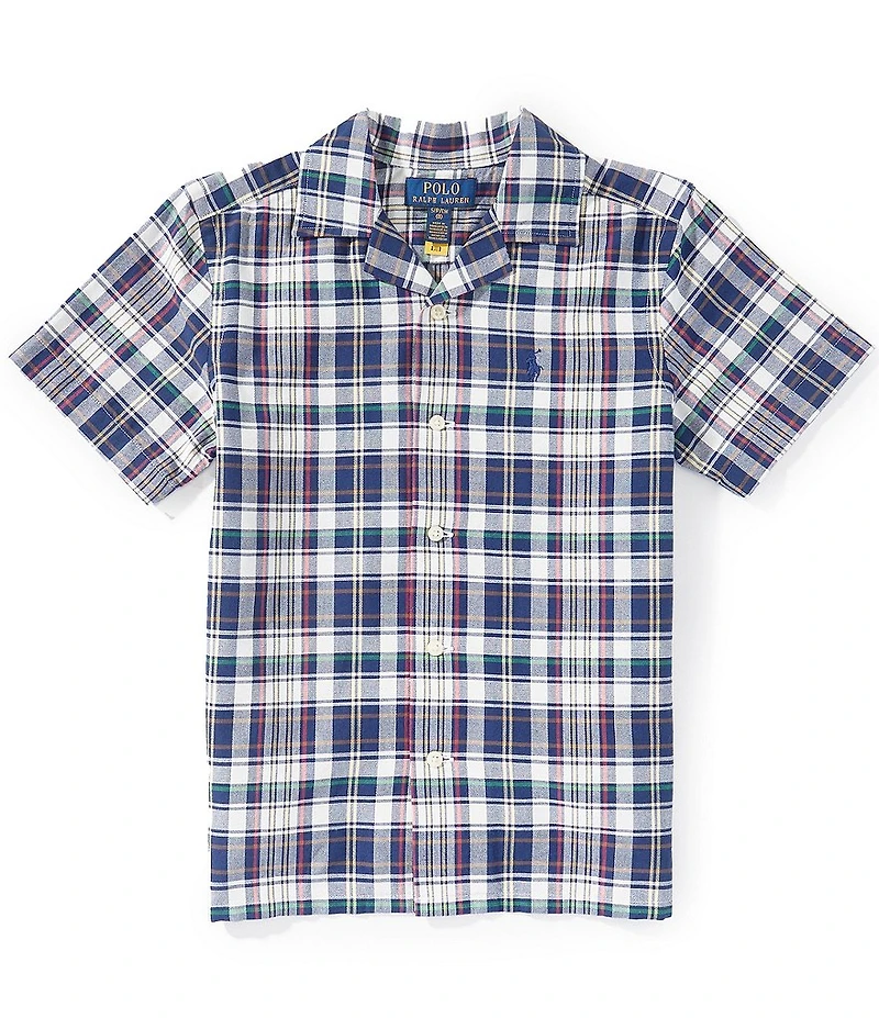 Polo Ralph Lauren Big Boys Short-Sleeve Plaid Oxford Camp Shirt