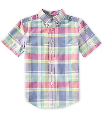 Polo Ralph Lauren Big Boys Short-Sleeve Plaid Oxford Shirt