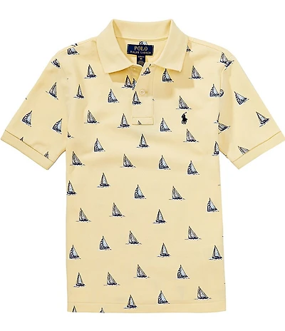 Polo Ralph Lauren Big Boys Short-Sleeve Sailboat-Print Mesh Polo Shirt