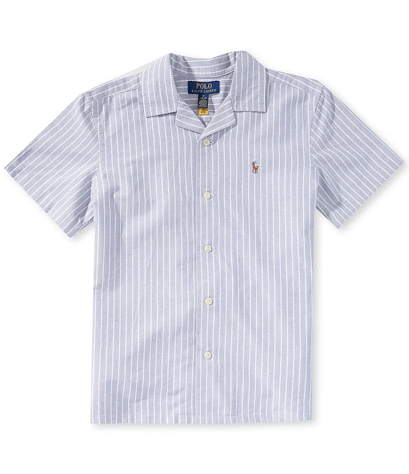 Polo Ralph Lauren Big Boys Short-Sleeve Striped Oxford Camp Shirt