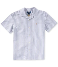 Polo Ralph Lauren Big Boys Short-Sleeve Striped Oxford Camp Shirt
