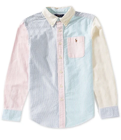 Polo Ralph Lauren Big Boys Stripe Long Sleeve Oxford Fun Shirt