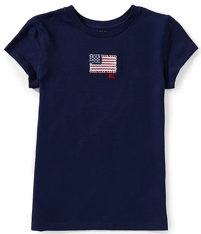 Polo Ralph Lauren Big Girls Flag Applique Cotton Jersey T-Shirt