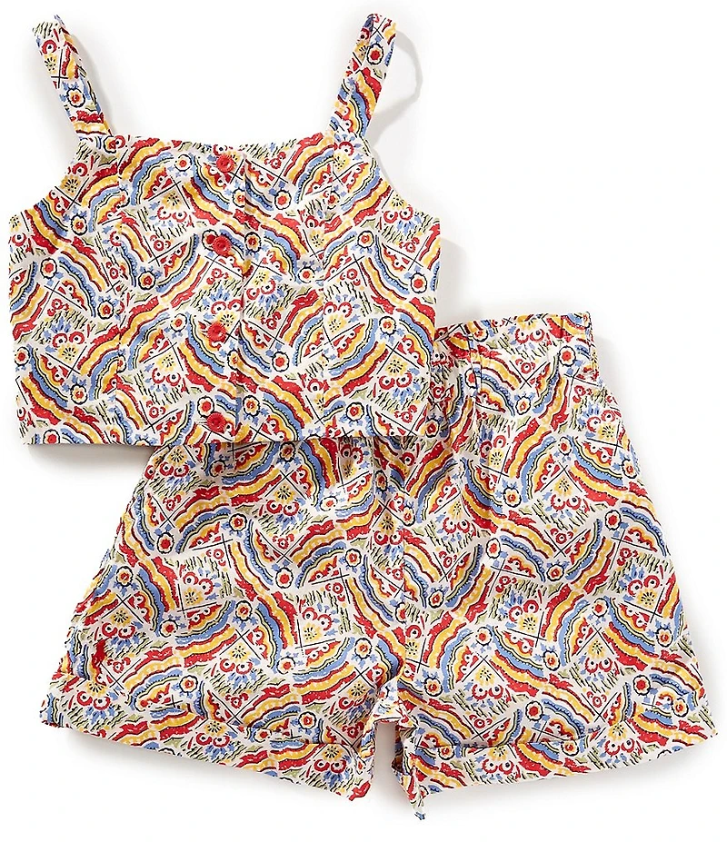 Polo Ralph Lauren Big Girls Riviera-Print Tank Top & Matching Shorts Set