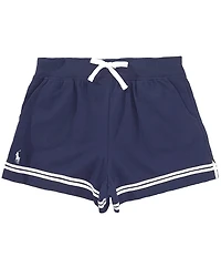 Polo Ralph Lauren Big Girls Striped-Trim Stretch Mesh Shorts