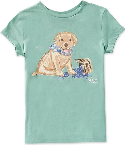 Polo Ralph Lauren Big Girls Cap Sleeve Dog-Print Jersey T-Shirt