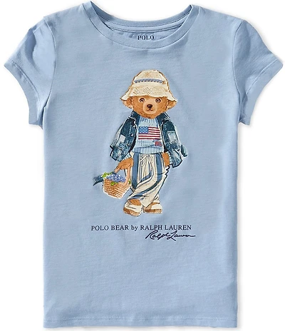Polo Ralph Lauren Big Girls Cap-Sleeve Polo Bear Jersey T-Shirt