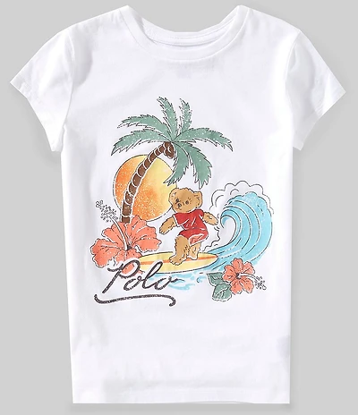 Polo Ralph Lauren Big Girls Cap-Sleeve Polo Bear T-Shirt