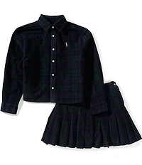 Polo Ralph Lauren Big Girls Corduroy Button-Down Shirt & Skirt 2-Piece Skirt Set