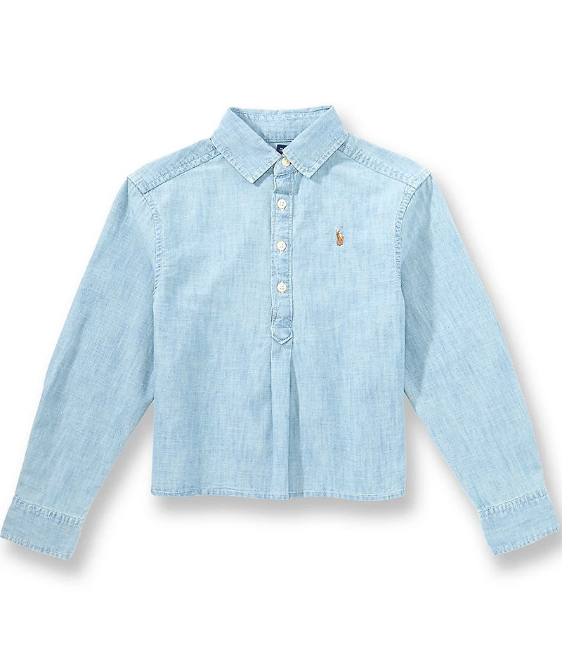 Polo Ralph Lauren Big Girls Long Sleeve Boxy Chambray Shirt