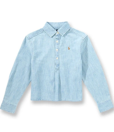 Polo Ralph Lauren Big Girls Long Sleeve Boxy Chambray Shirt
