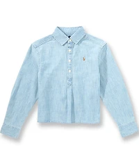 Polo Ralph Lauren Big Girls Long Sleeve Boxy Chambray Shirt