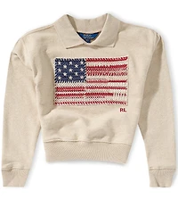 Polo Ralph Lauren Big Girls Long-Sleeve Collared American Flag Sweatshirt