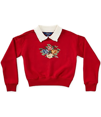 Polo Ralph Lauren Big Girls Long Sleeve Collared Fleece Sweatshirt