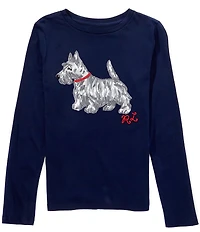 Polo Ralph Lauren Big Girls Long-Sleeve Dog-Print Jersey T-Shirt