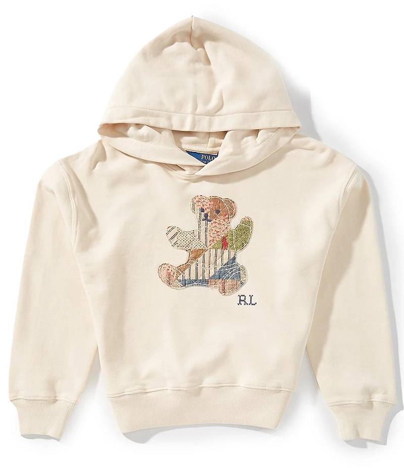 Polo Ralph Lauren Big Girls Long Sleeve Patchwork Polo Bear French Terry Hoodie