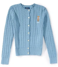 Polo Ralph Lauren Big Girls Long-Sleeve Polo Bear Mini-Cable Cardigan