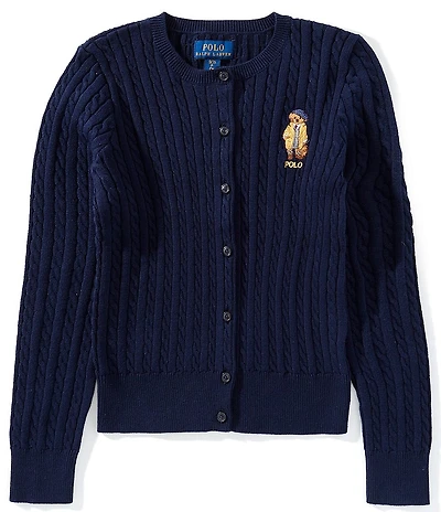 Polo Ralph Lauren Big Girls Long-Sleeve Polo Bear Mini-Cable Cardigan