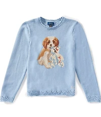 Polo Ralph Lauren Big Girls Long-Sleeve Scalloped-Crewneck Dog Sweater