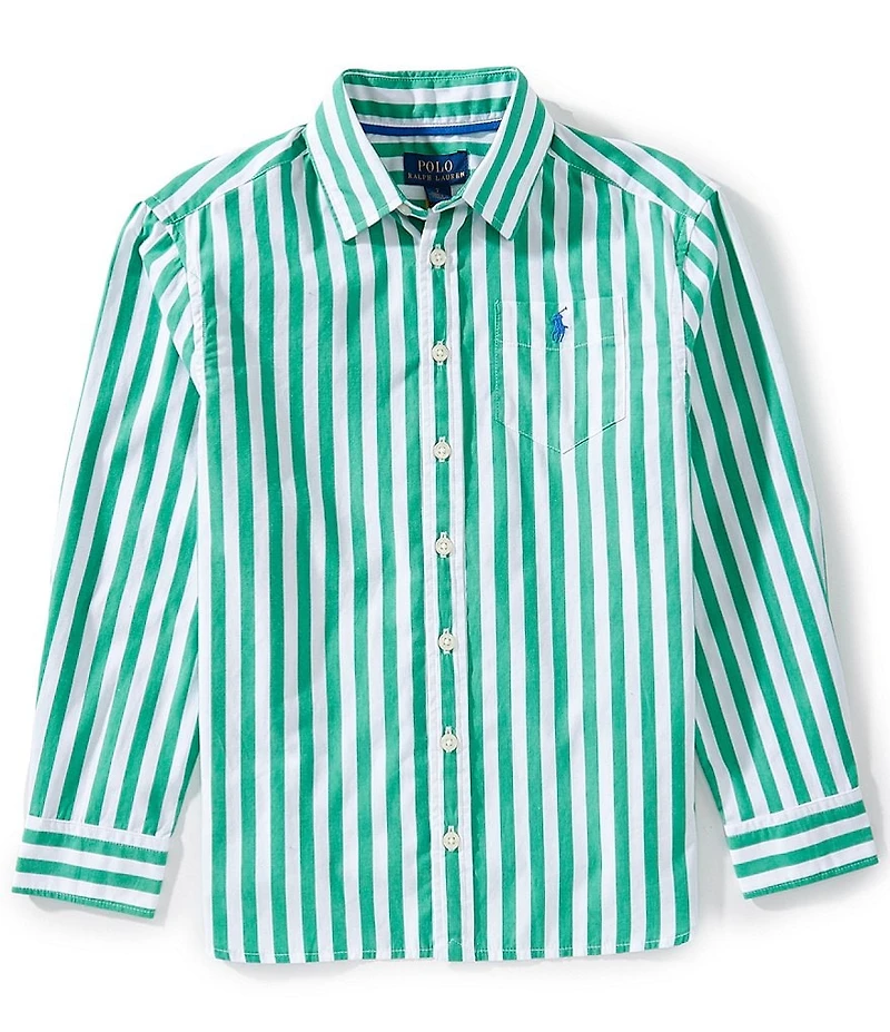 Polo Ralph Lauren Big Girls Long-Sleeve Striped Poplin Boxy Shirt
