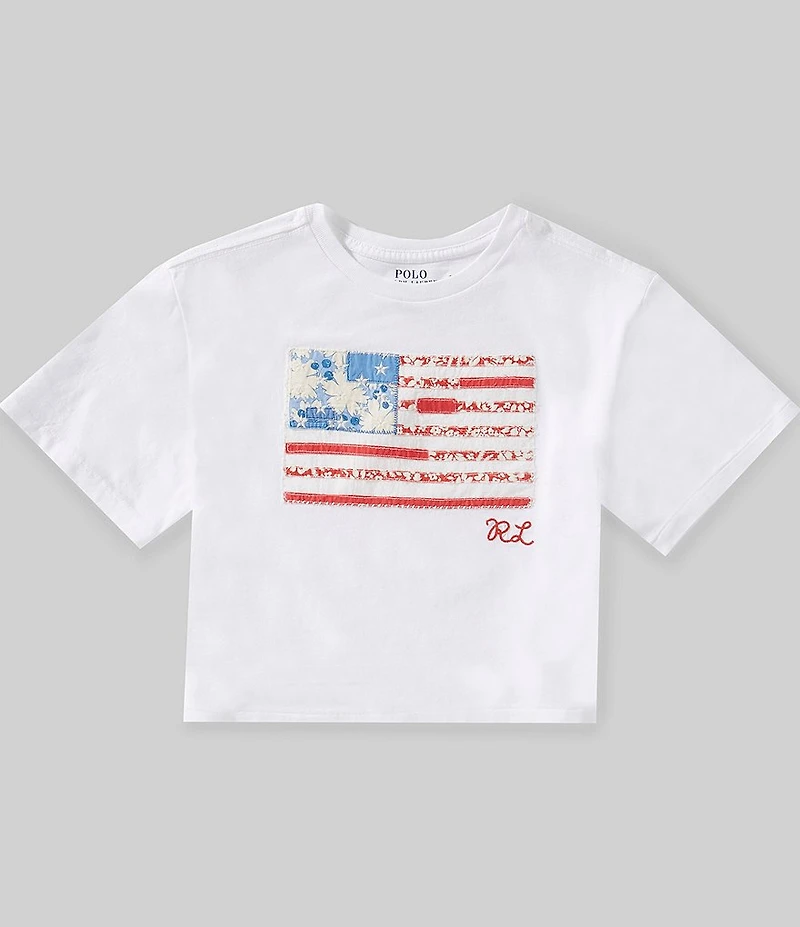 Polo Ralph Lauren Big Girls Short-Sleeve Floral Flag Boxy T-Shirt