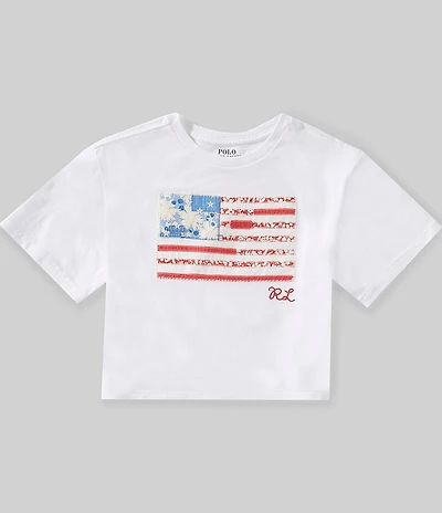 Polo Ralph Lauren Big Girls Short-Sleeve Floral Flag Boxy T-Shirt