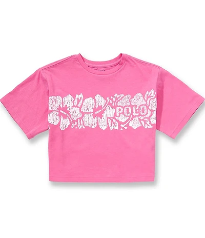 Polo Ralph Lauren Big Girls Short-Sleeve Floral-Print Logo Cropped Boxy T-Shirt