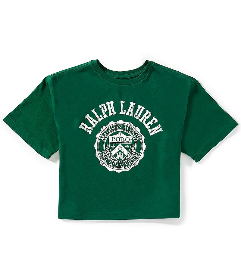 Polo Ralph Lauren Big Girls Short-Sleeve Logo Crest Cropped Boxy Jersey T-Shirt
