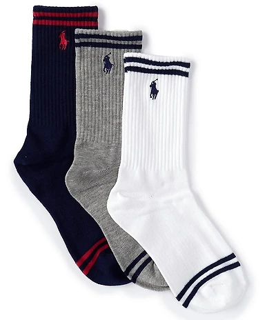 Polo Ralph Lauren Little/Big Boys Striped Crew Sock 3-Pack