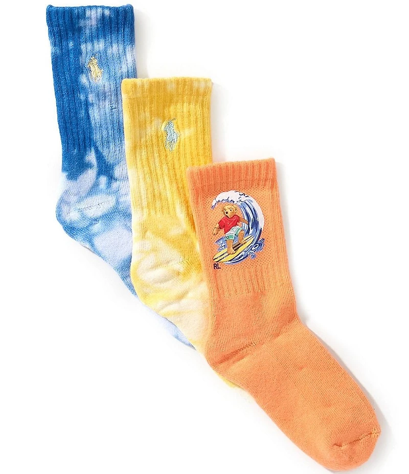 Polo Ralph Lauren Boys Surfing Bear Active 3-Pack Socks