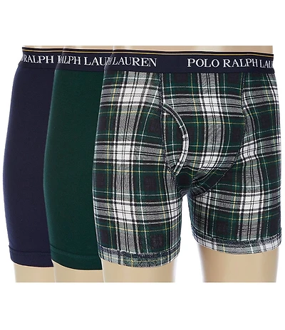 Polo Ralph Lauren Classic-Fit Solid/Plaid Jersey Boxer Briefs 3-Pack