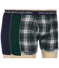 Polo Ralph Lauren Classic-Fit Solid/Plaid Jersey Boxer Briefs 3-Pack