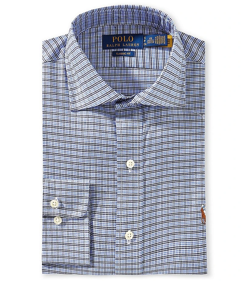 Polo Ralph Lauren Classic Fit Spread Collar Checked Oxford Dress Shirt