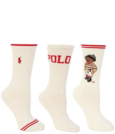 Polo Ralph Lauren Colorado Bear Crew Socks, 3 Pack
