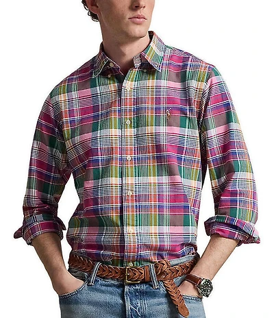 Polo Ralph Lauren Custom Fit Plaid Oxford Long Sleeve Woven Shirt