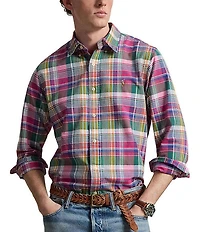 Polo Ralph Lauren Custom Fit Plaid Oxford Long Sleeve Woven Shirt