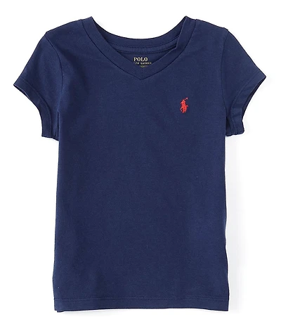 Polo Ralph Lauren Essential Little Girls Short-Sleeve V-Neck Logo T-Shirt