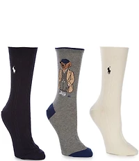 Polo Ralph Lauren Fall Bear Crew Socks, 3-Pack