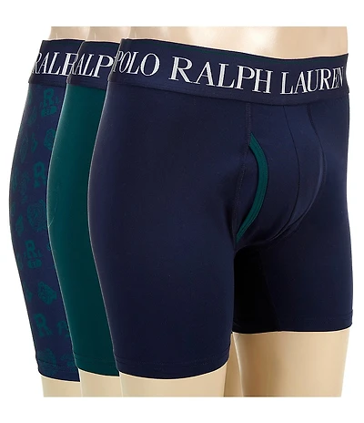 Polo Ralph Lauren Flex Cooling Microfiber Solid/Printed 3#double; Boxer Brief 3-Pack